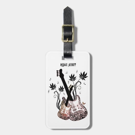 Muziekverslaafde Bagagelabel (Voorkant verticaal)
