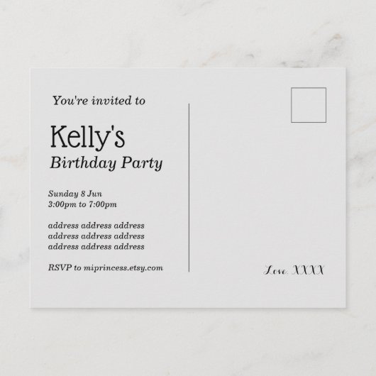 muziekvinylrecord Uitnodiging Briefkaart (Achterkant)