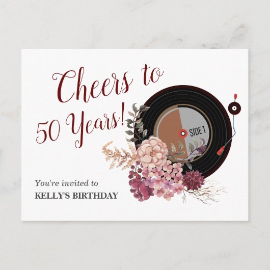 muziekvinylrecord Uitnodiging Briefkaart (Voorkant)