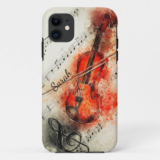 Muziekviolin Musician Musical Custom Name Case-Mate iPhone Case (Achterkant)
