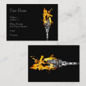 MuziekVisitekaartje - Flaming-microfoon Visitekaartje (Voorkant / Achterkant)