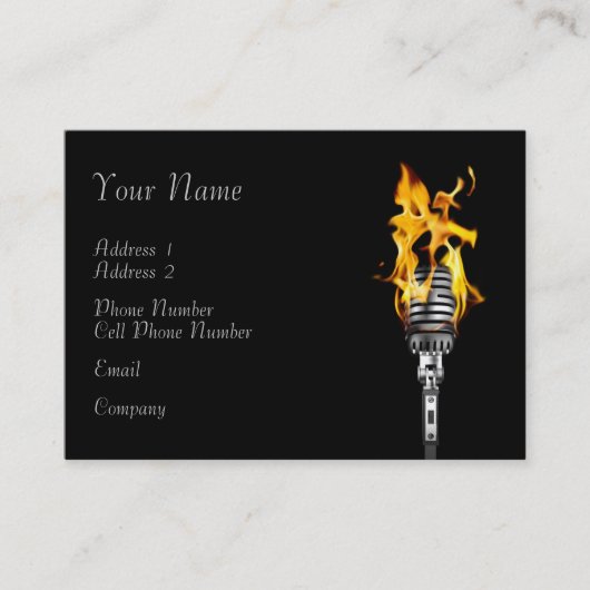 MuziekVisitekaartje - Flaming-microfoon Visitekaartje (Voorkant)
