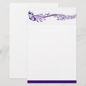Muziekvlinder paars briefpapier (Voorkant / Achterkant)