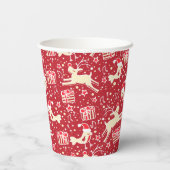 Muziekvogels en rendierrode kerstbekertjes papieren bekers (Achterkant)