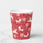 Muziekvogels en rendierrode kerstbekertjes papieren bekers (Voorkant)