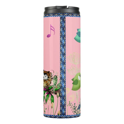 Muziekvogels (m/initialen) Thermische getumbler Thermosbeker (Achterkant)