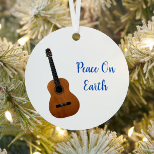 Muziekvrede op aarde Guitar Kerstmis Metalen Ornament