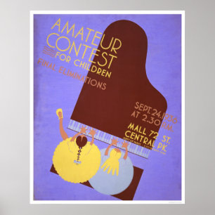 Muziekwedstrijd Kinderen 1936 WPA Poster