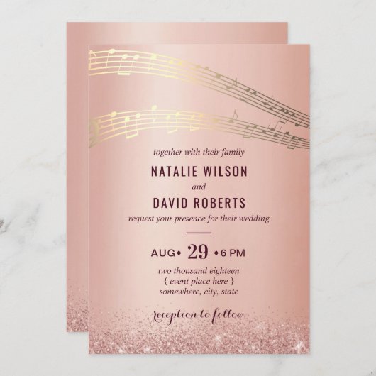 Muziekweduwschap Modern Roos Gold Background Kaart (Voorkant / Achterkant)