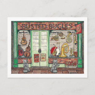 Muziekwinkel voor blaasinstrumenten Aquarel Briefkaart