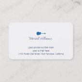 muziekwit visitekaartje met blauwe gitaar (Achterkant)