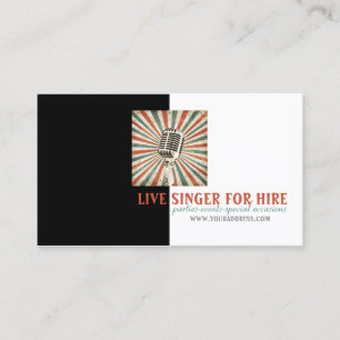 Muziekzanger Vocalist Hire Microfoon Fotokaart Visitekaartje