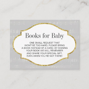 Muzikaal Baby shower Breng een boek Insert Informatiekaartje