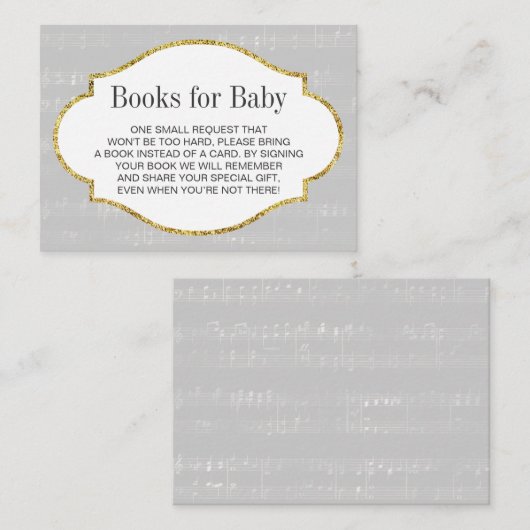 Muzikaal Baby shower Breng een boek Insert Informatiekaartje (Voorkant / Achterkant)