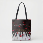 Muzikaal citaat op piano toetsenbord tote bag (Voorkant)