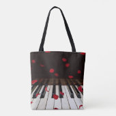Muzikaal citaat op piano toetsenbord tote bag (Achterkant)
