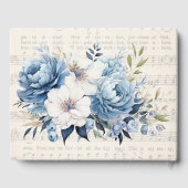Muzikaal Dusty Blue Peony Kerk Bruiloft Gastenboek (Achterkant)