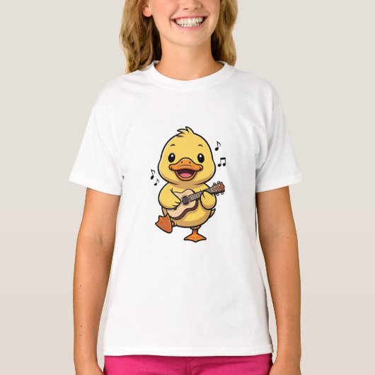 Muzikaal Eendje dat Ukulele Speelt voor Kinderen T-shirt (Voorkant)