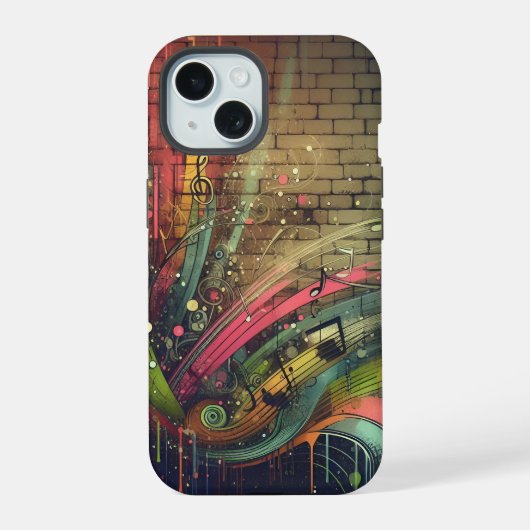 Muzikaal Graffiti iPhone 15 Case (Achterkant)