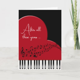 Muzikaal Hart met Piano Keys Jubileum Kaart