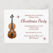 Muzikaal Kerstfeest Elegante Viool Uitnodiging Briefkaart (Voorkant)