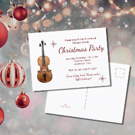 Muzikaal Kerstfeest Elegante Viool Uitnodiging Briefkaart