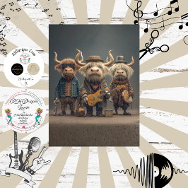 Muzikaal Koe Trio Fur Feathers Funk Band Decoupage Tissuepapier