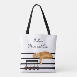 Muzikaal oranje keukat tote bag