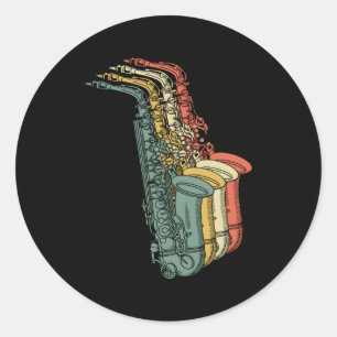 Muzikaal Orkest Muziekinstrument Saxofoon Ronde Sticker