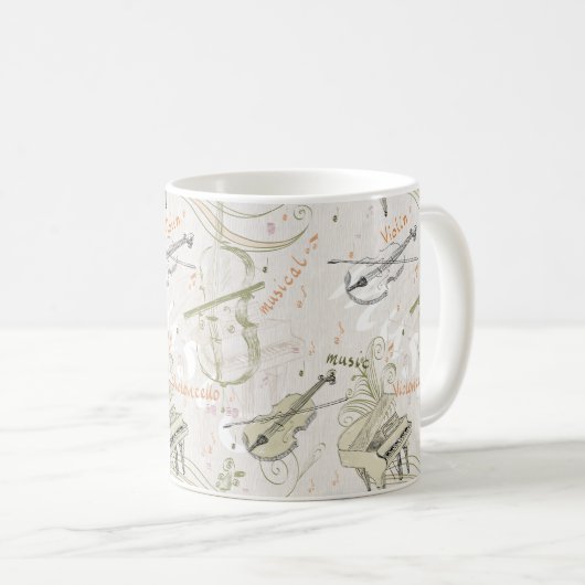 Muzikaal patroon koffiemok (Voorkant rechts)
