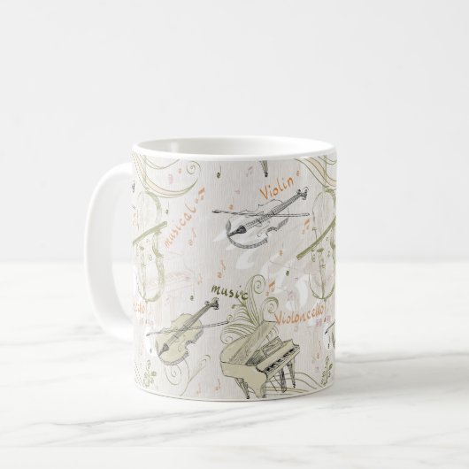 Muzikaal patroon koffiemok (Voorkant links)