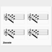 Muzikaal personeel Treble Clef naar notities van c Rechthoekige Sticker (Vel)