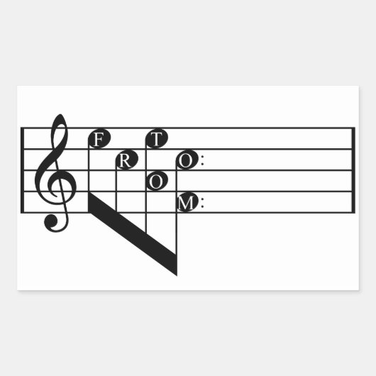 Muzikaal personeel Treble Clef naar notities van c Rechthoekige Sticker (Voorkant)