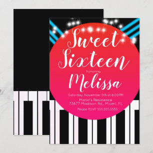 Muzikaal Piano Rode Loper Stijl Nacht Sweet Sixtee Kaart