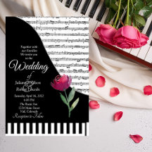 Muzikaal pianothema trouwuitnodiging