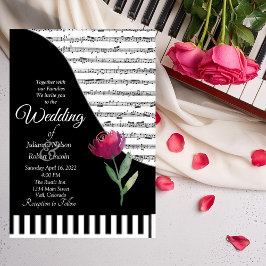 Muzikaal pianothema trouwuitnodiging kaart