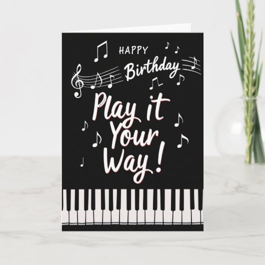 Muzikaal script verjaardagskaart kaart (Voorkant)