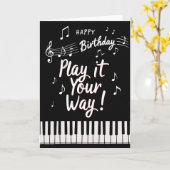Muzikaal script verjaardagskaart kaart (Gele Bloem)