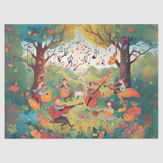 Muzikaal spelen in het bos tissuepapier (Voorkant)