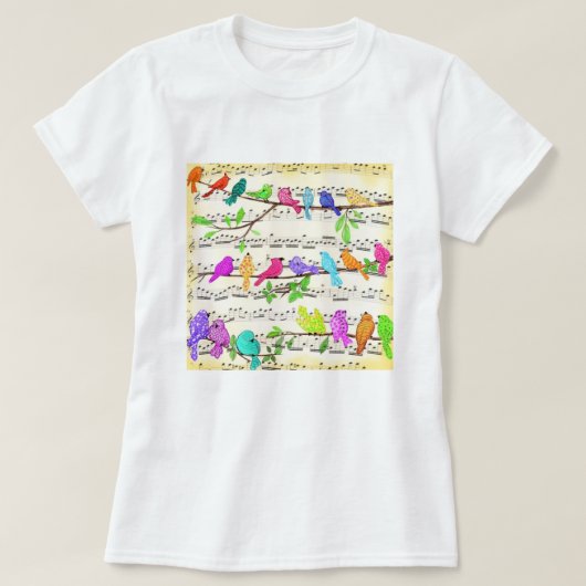 Muzikaal Spring Birds T-shirt (Design voorkant)