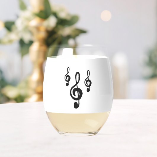 Muzikaal Symbool Treble Clef Patroon Eenvoudig Wijnglas Zonder Voet (Insitu (Huwelijk))