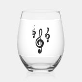Muzikaal Symbool Treble Clef Patroon Eenvoudig Wijnglas Zonder Voet (Achterkant)