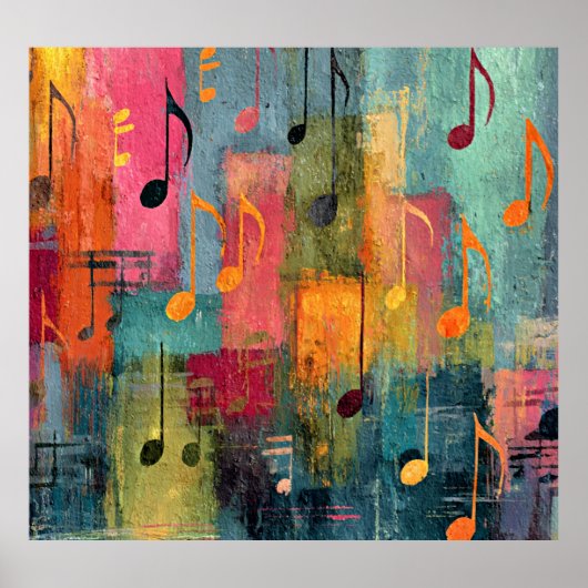 Muzikaal Thema Abstracte Kunst Poster (Voorkant)