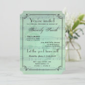 Muzikaal thema vrijgezellenfeest - mintgroen kaart (Staand voorkant)