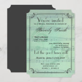 Muzikaal thema vrijgezellenfeest - mintgroen kaart (Voorkant / Achterkant)