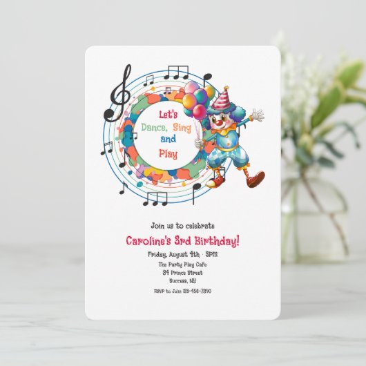 Muzikaal verjaardagsfeest van kind kaart (Staand voorkant)