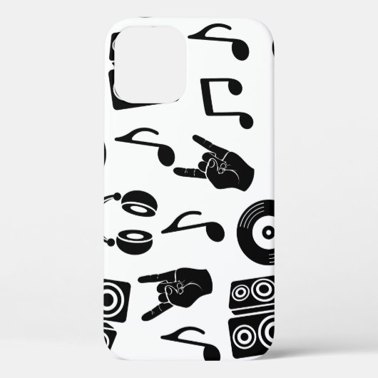 Muzikale Accessoires: Monochroom Patroon. Case-Mate iPhone Case (Achterkant)