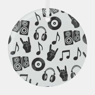 Muzikale Accessoires: Monochroom Patroon. Glas Ornament