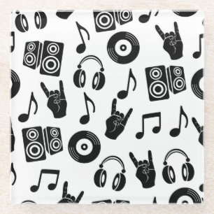Muzikale Accessoires: Monochroom Patroon. Glazen Onderzetter