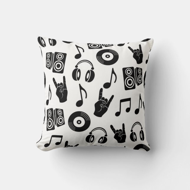 Muzikale Accessoires: Monochroom  Patroon. Kussen (Voorkant)